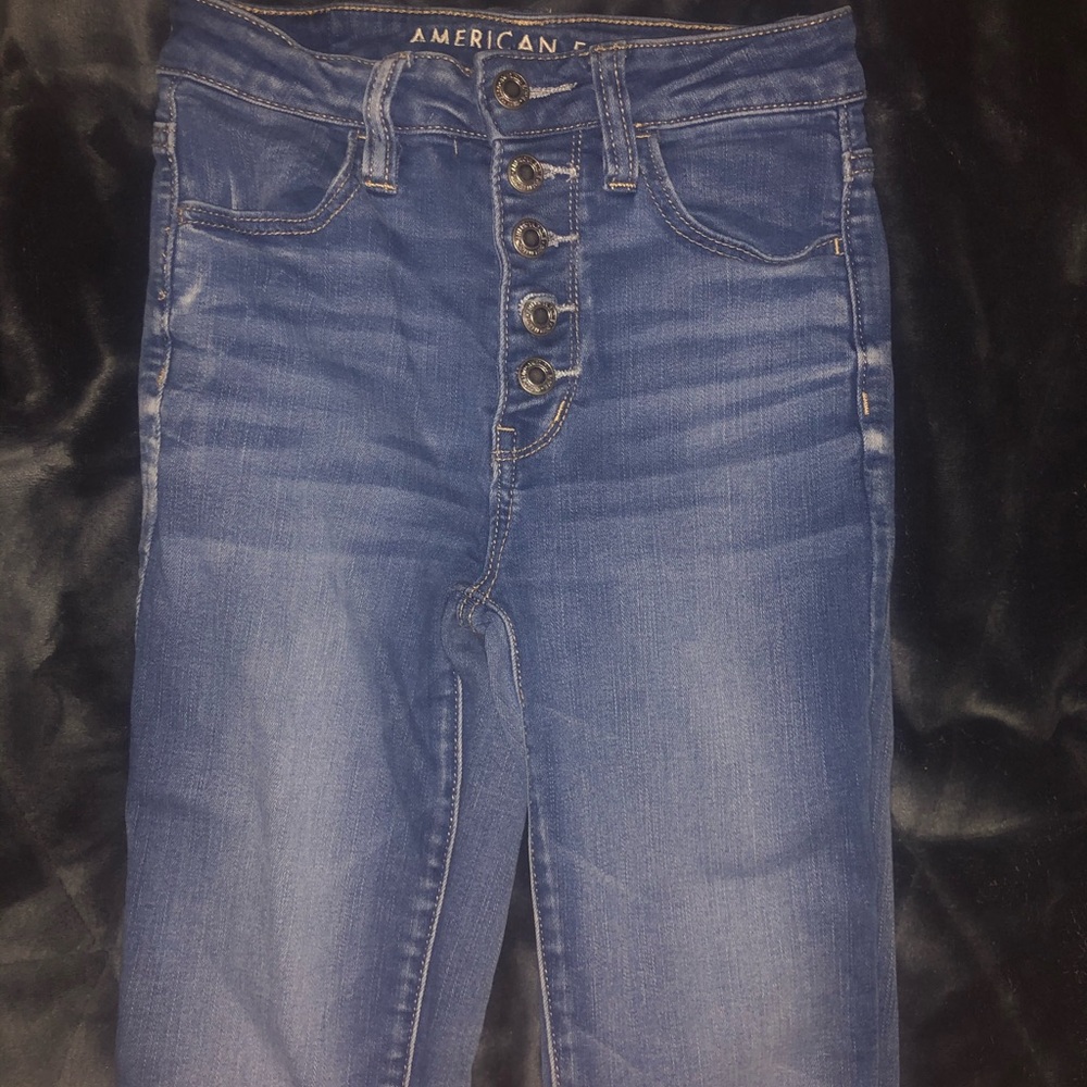 American Eagle high rise button up skinny jeans